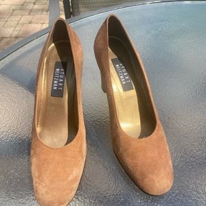 Stuart Weitzman suede block heel pump